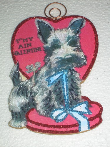 scottie dog w/ heart box of candy * valentine glitter ornament *