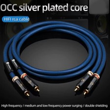 Pair Hifi rca Audio cable occ Silver Plated with self locking Gold Plated Plug