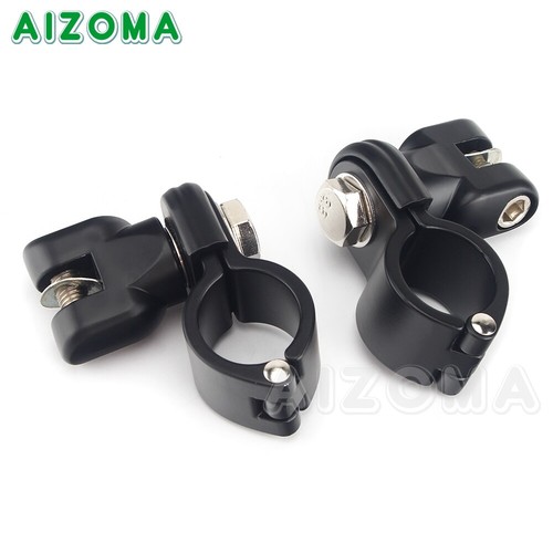 Motorcycle 1-1/4'' Engine Guards Highway Foot Pegs Mount Clamps For Harley Black - Picture 3 of 12