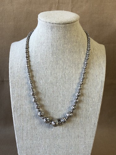 Italy Sterling Silver 925 Graduated Beaded Ball Chain Necklace 18” - Picture 2 of 14