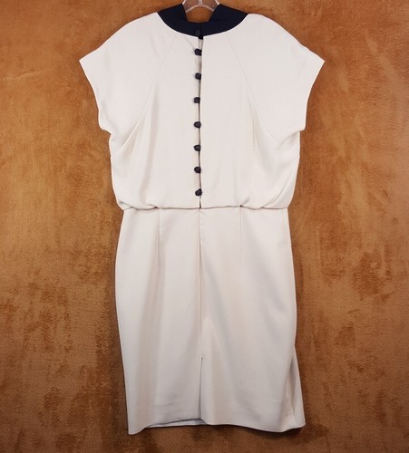 RACHEL ROY Dress Womens Size 12 Cream Tie Neck Blouson Shift Button Back - Picture 4 of 9