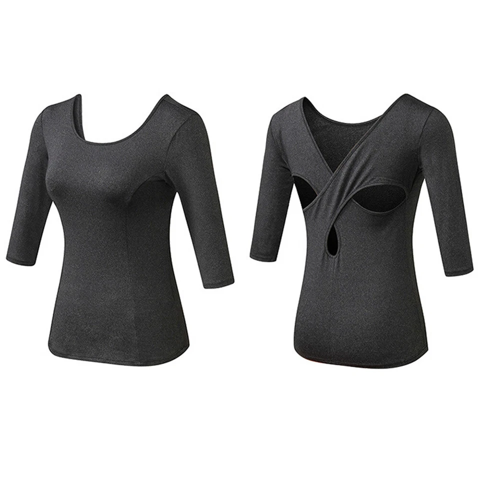 Mujeres Ropa Activa Hueca Transpirable Elastizada Yoga Fitness Deportes Prendas para el torso Camisetas Foto 4 de 4