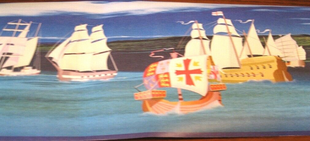 Nautical Wallpaper Border Sail Boat Clipper Tall Ship Pirate Ocean