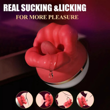 Rose Sucking Vibrator Oral Clit Licking Tongue G-Spot Dildo Sex Toys For Women