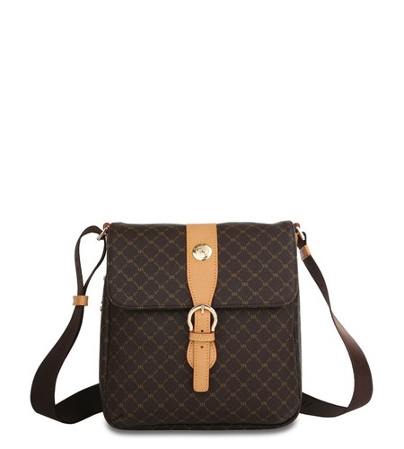 Rioni Signature Brown Top Buckle Messenger Bag St-20179 - Picture 3 of 3