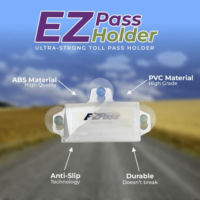 FLLIK EZ Pass Holder For Windshield. Ezpass Holder With Strong Suction Cups. Toll Pass Transponder IPass Holder. (Clear, 1Pack) In | Whizz Visor Accessories