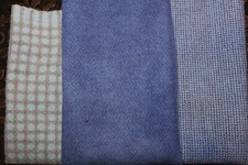 Hand Dyed Wool for Applique, Rug Hooking, Crafts - 3 Fat Quarters- Blue Hues
