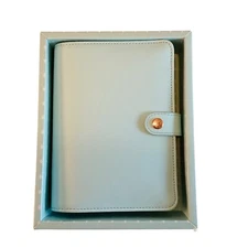 NEW Kikki.k Leather  Personal Planner Small MINT w/Dust Bag White Ring Binder