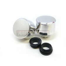 2x Polish Smooth Plain Aluminum Valve Cover Breather Push-In Chevy Ford MoparRod