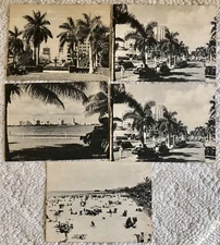 5 JUMBO GIANT OVERSIZE SEPIA TONE Vintage Unposted Postcard MIAMI FL. 7 X 9