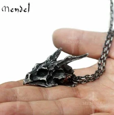 MENDEL Mens Cool Stainless Steel Dragon Skull Pendant Necklace For Men Vintage