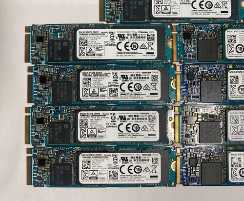 Nine (9) Assorted Toshiba 256GB PCIe NVMe M.2. Solid State Drives - Picture 3 of 5