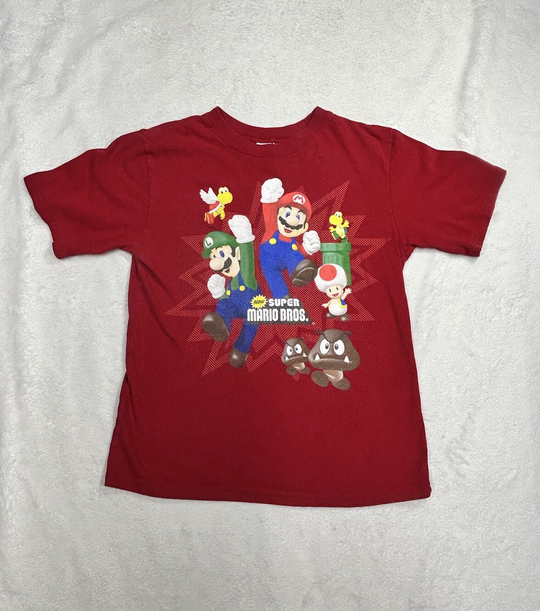 Y2K 2008 Nintendo Super Mario Bros. Wii Video Game Red T Y2K 2008 Nintendo Super Mario Bros. Wii Video Game Red T