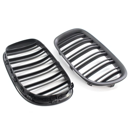 For BMW F01 F02 2009-2015 2Pcs Gloss/Matte Black Dual Slat Front Bumper Grilles - Picture 16 of 17