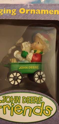 NEW JOHN DEERE FRIENDS HANGING ORNAMENT Christmas by ENESCO Boy Wagon Puppy - Picture 2 of 2