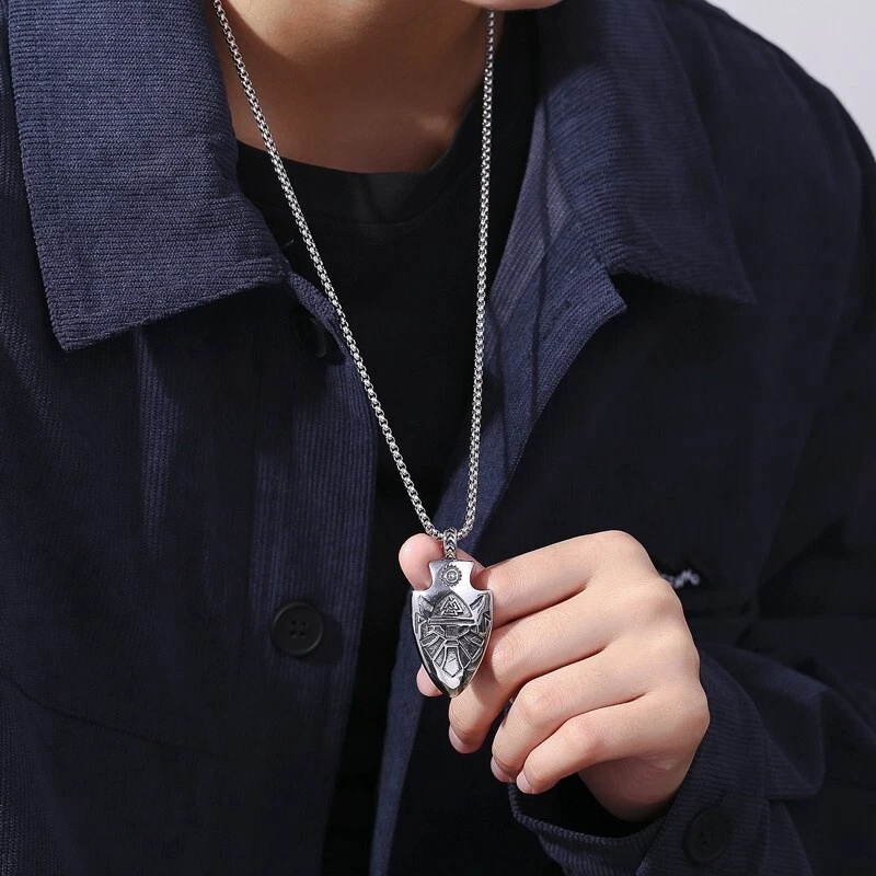 Men's Stainless Steel Viking Odin Arrow Necklace Jewelry Chain Gift Wholesale - Image 4 of 4