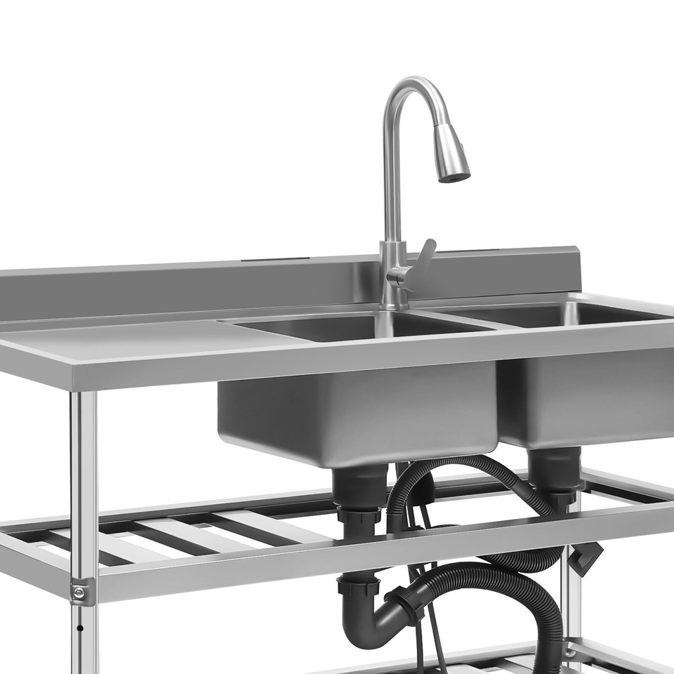 3 Tier Commercial Restaurant Sink Stainless Steel kitchen Sink W/Faucet