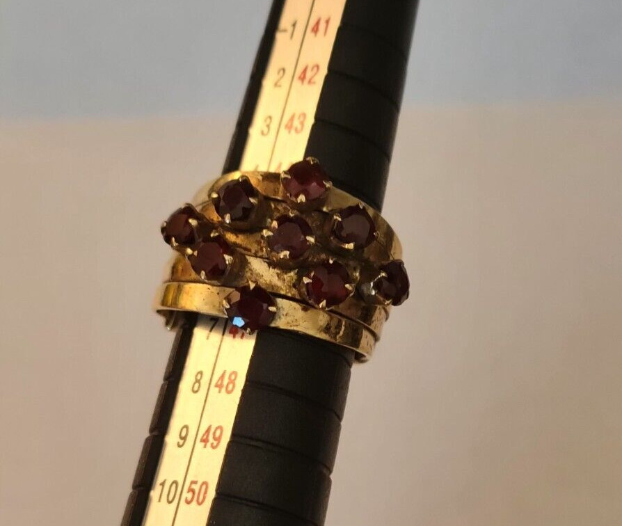 Vintage Nine Garnets Multi-Band Ring - image 6