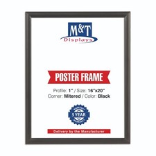 Snap Poster Frame 1" Aluminum Front Loading Wall Mounting 16x20 Inch Black