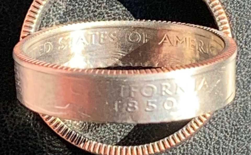 Handmade US State Quarter Coin Ring - Sizes 5 To 14, Made From Clad Quarters (You Pick)