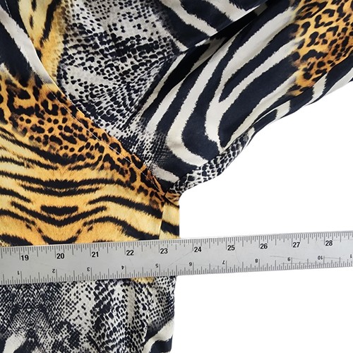 DG2 Diane Gilman Silk Blend Top Blouse Button Down Shirt Mixed Animal Print XL - Picture 6 of 10