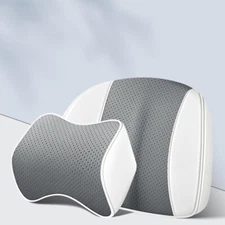 Car Memory Cotton PU Mesh Headrest Neck Pillow Back Cushion Lumbar Support New