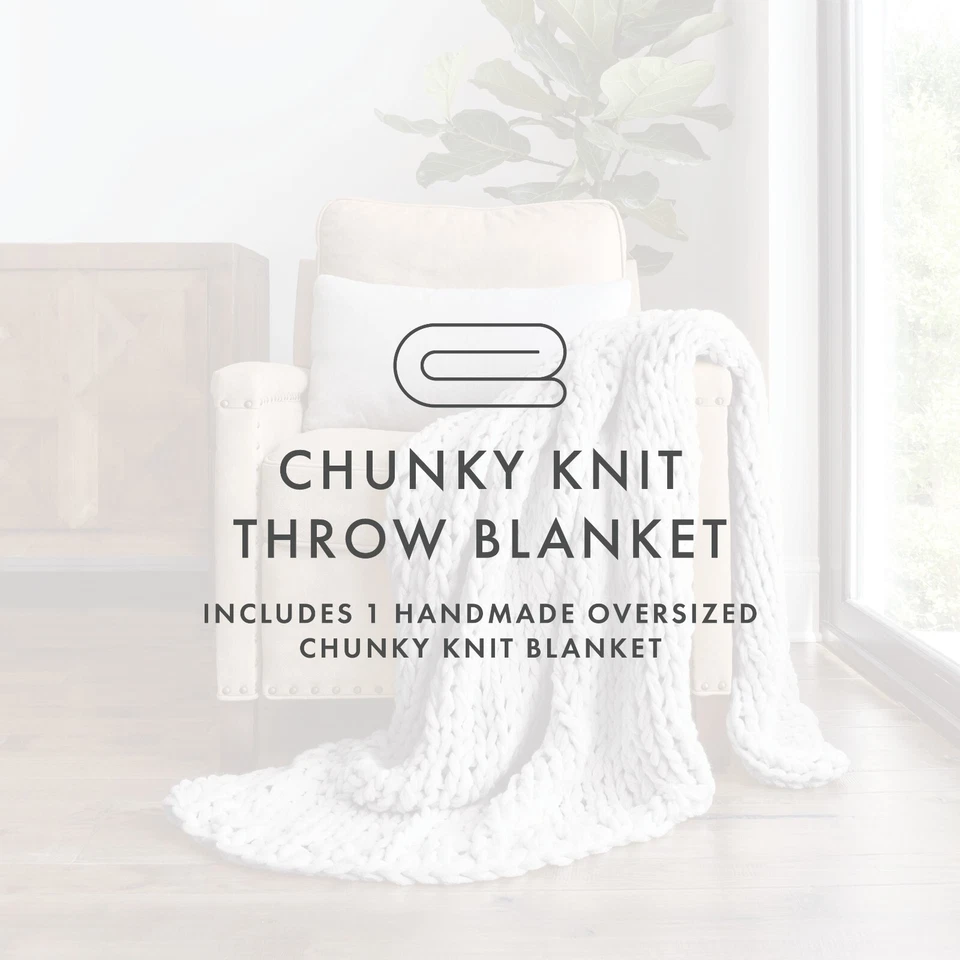 Manta tejida gruesa grande hecha a mano por Kaycie gris colección de moda Foto 4 de 4