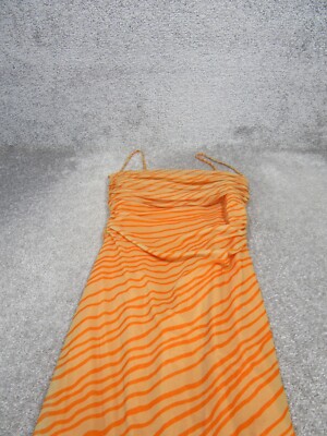 Zara Bodycon Dress Womens Medium Draped Halter Orange