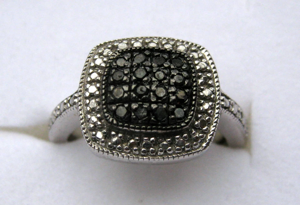 .20 CT Genuine Black Diamond Sterling Silver Cocktail Ring Cushion Shape - Image 4 of 4
