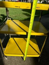 Vtg  COSCO  Kitchen Cart 3 Tier  1950’s Rolling Yellow Bar Utility Cart Electric