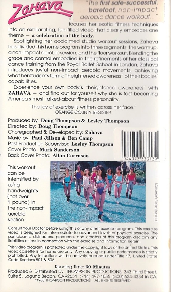 **ZAHAVA** You'll Stay Fit Forever with Barefoot Aerobics Dance Workout VHS RARE - Image 2 of 2