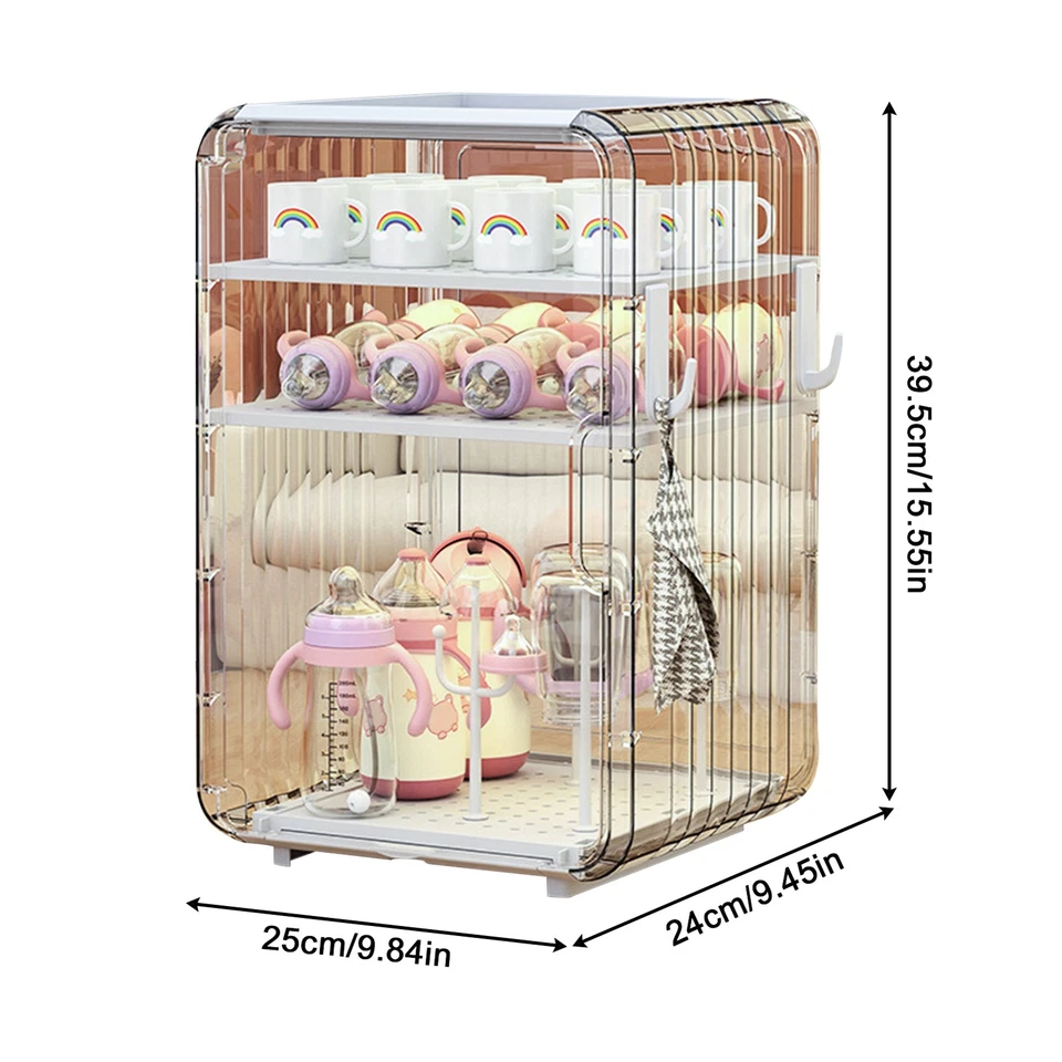 Caixa de armazenamento de talheres para bebês vertical à prova de poeira porta-copos com tampa 39,5x25x24cm - Imagem 2 de 4