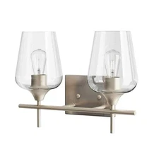 Merra 2-Light Brushed Nickel Wall Sconce Vanity Lights with Glass Shade HCF-15N2
