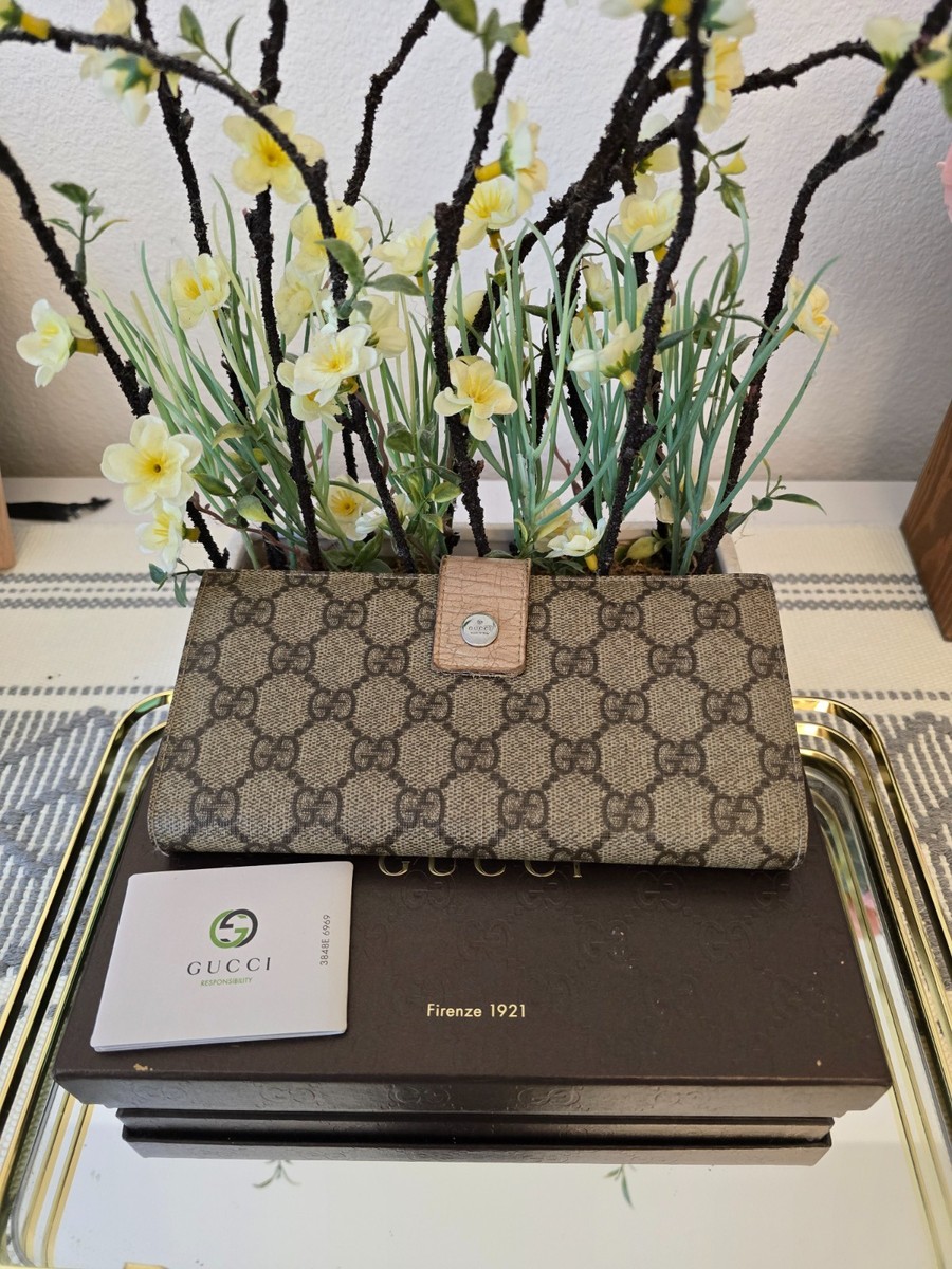 バッグいろいろ Gucci GG Brown Monogram Long Wallet Women | eBay