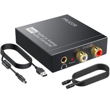 192KHz Digital to Analog Audio Converter DAC Digital Optical to RCA Analog L/...