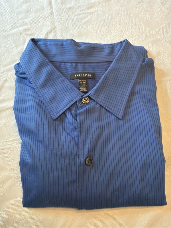 Van Heusen Men’s Dress Shirt Button Down 3XLT 20-20.5 Big & Tall Blue Pin Stripe