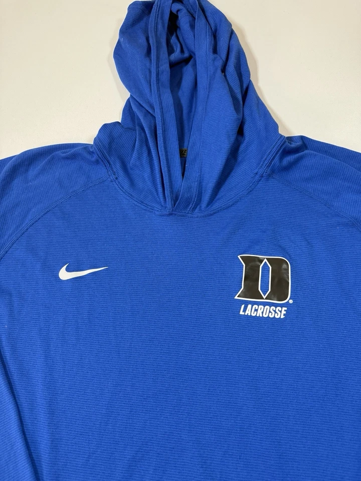 耐克 Duke Blue Devils 连帽衫男式 XL 蓝色 Dri-Fit 轻便曲棍球 NCAA 标志 — 第 3/4 张图片