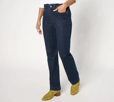 Denim & Co. Women's Petite Pants 22P Indigo Cozy Touch Relaxed Blue A671319