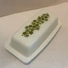 Vintage Pyrex Crazy Daisy Butter Dish & Cover 72-B Green & White Spring Blossom
