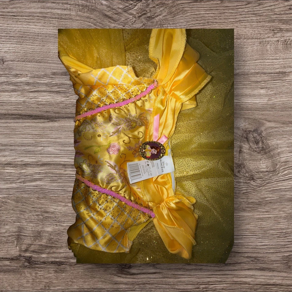 Disney Princess Belle Costume Dress Girls 4–6X Yellow Beauty and the Beast NWT - Image 3 of 3
