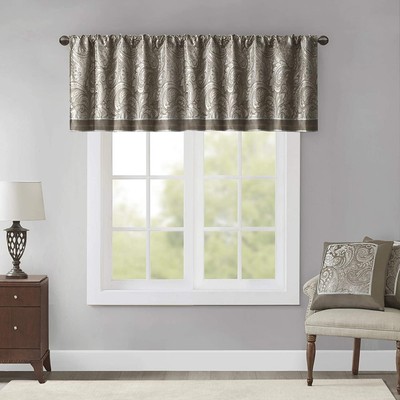 Madison Park Aubrey Jacquard 50''W x 18''L (Pack of 1), Taupe Valance 