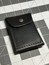 Handmade Black Leather Vertical Pocket Bifold Wallet   Slim  Durable