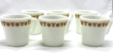 6 Pyrex Corning Butterfly Gold Coffee Cups Mugs D Handle #1410 Milk Glass