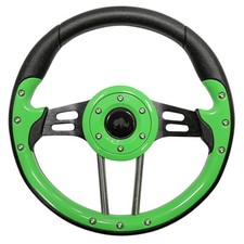 RHOX ACC-SW124 Steering Wheel, Aviator 4 Lime Green Grip/Black Spokes 13"