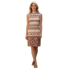 Cremieux Women Size 4 Geometric Medallion Print Sleeveless Sheath Dress Multi