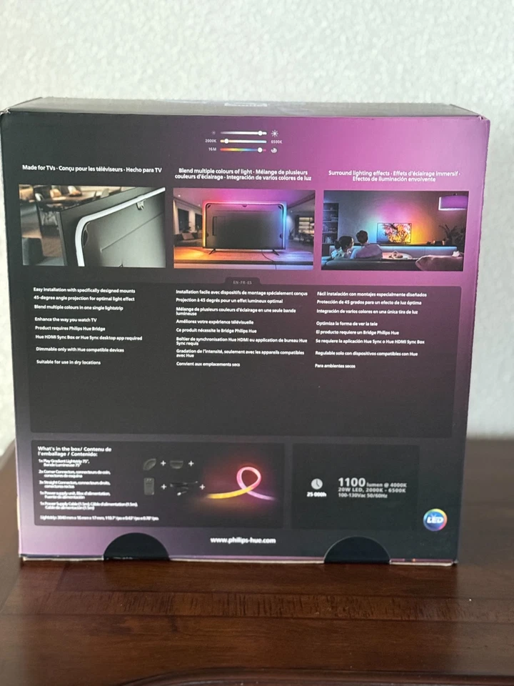 Tira de luz degradada Philips Hue 75" Play - ambiente blanco y color LED-SELLADA Foto 3 de 4