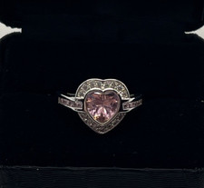 925 Sterling Silver and Heart Shaped Pink Gem Ring, 4 Grams. Size 8 Beautiful 