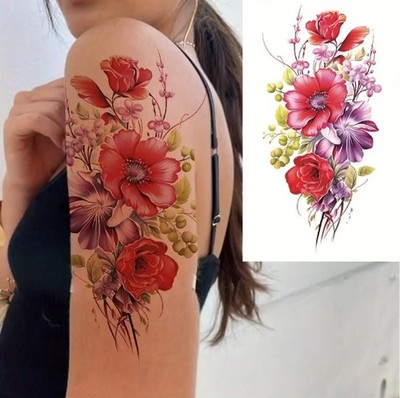 SCHÖNE BLUMENBOUTIQUE Temporäres Tattoo Body Art Damen Mädchen UK    