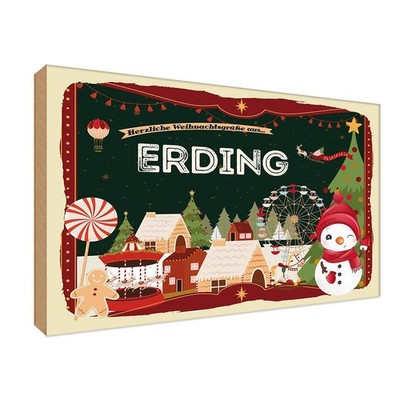 Holzschild 12x18 cm Weihnachten ERDING Deko Geschenk Holz Schild
