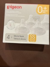 Pigeon Silicone Nipple SS with Latch-On Line, 0Months , 4ps, Natural Feel